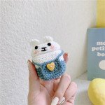 Wholesale Cute Design Cartoon Handcraft Wool Fabric Cover Skin for Airpod (1 / 2) Charging Case (Bunny Light Blue)